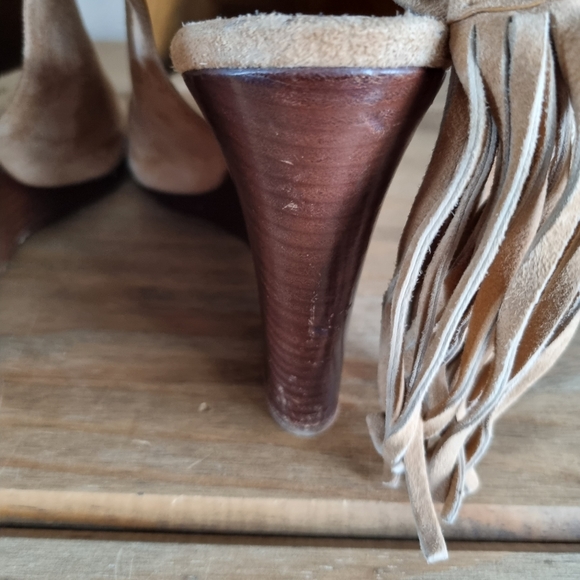 Chloe tan suede open toe wedges with Tassels sz 41 uk 7.5 - Picture 6 of 11